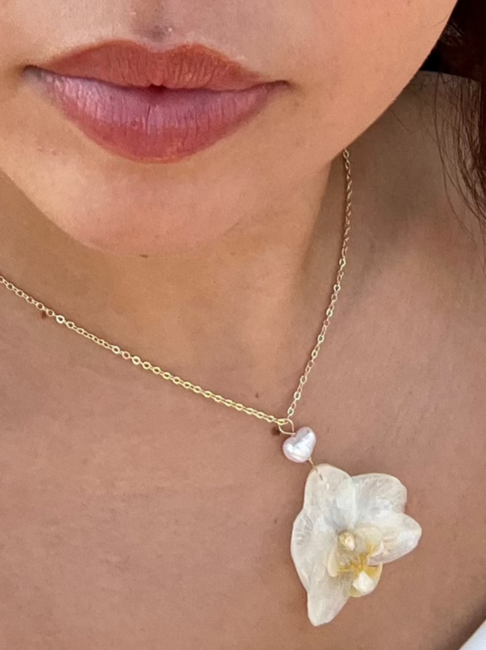 Pure White Super Mini Orchid Necklace