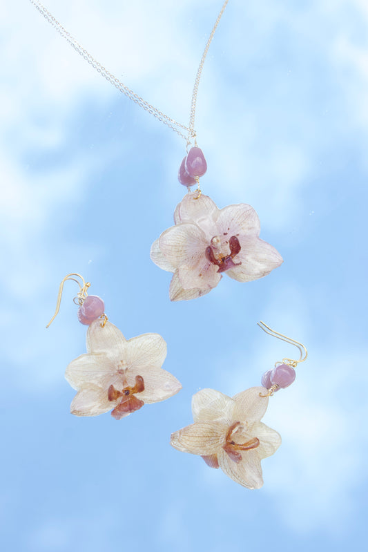 Muted Purple Small Orchid Dangles