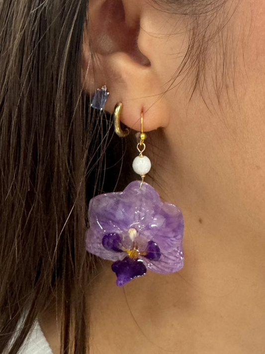 Bright Purple Veined Super Mini Orchid Dangles