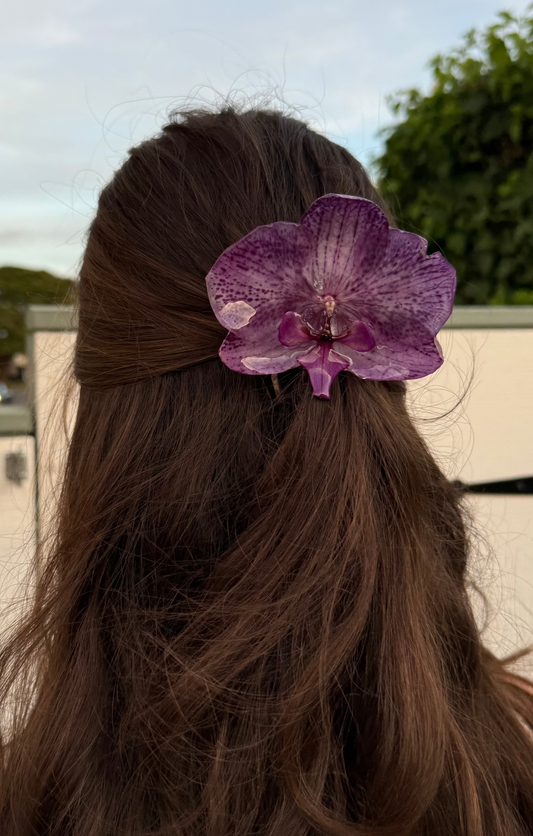 Spotted Purple Jumbo Orchid Hair Comb