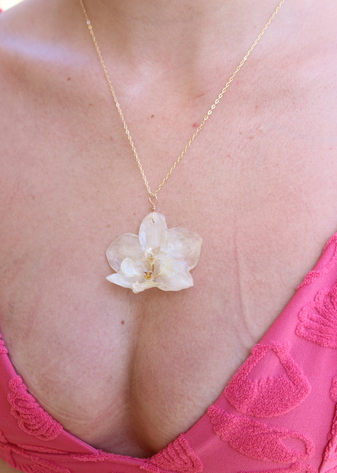 Pure White Small Orchid Necklace