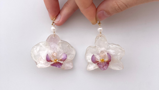 White with Purple Small Orchid Dangles