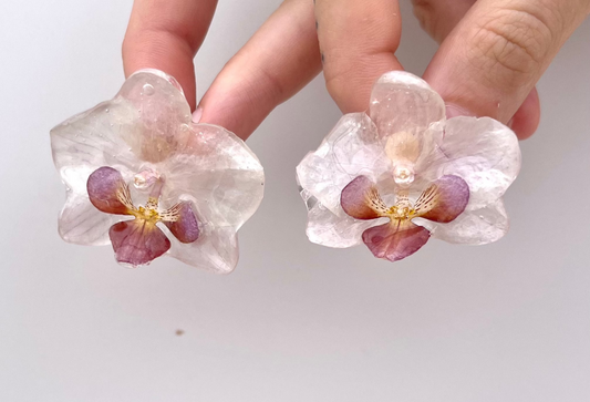 White with Purple Small Orchid Studs