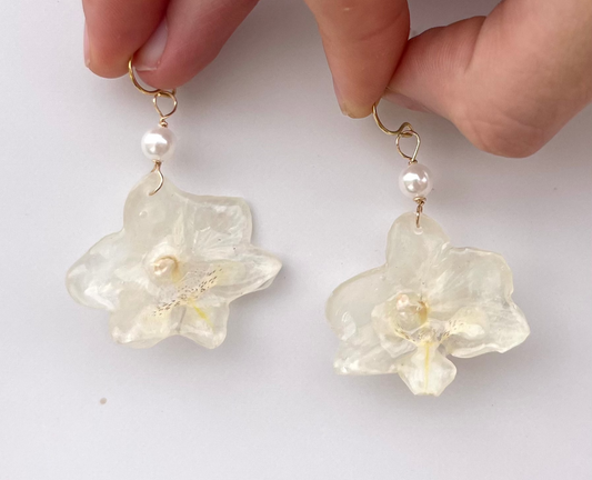 Pure White Super Mini Orchid Dangles