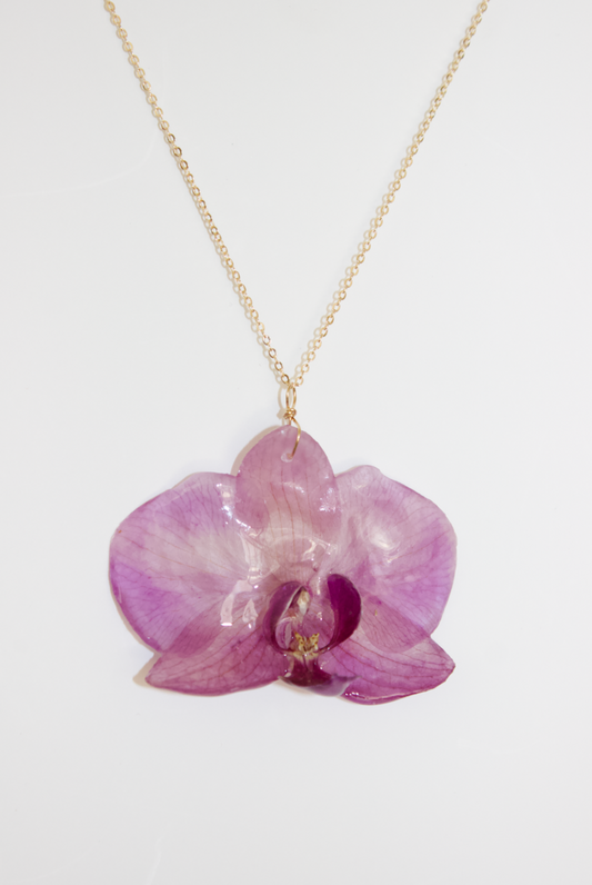 Watercolor Purple Orchid Necklace