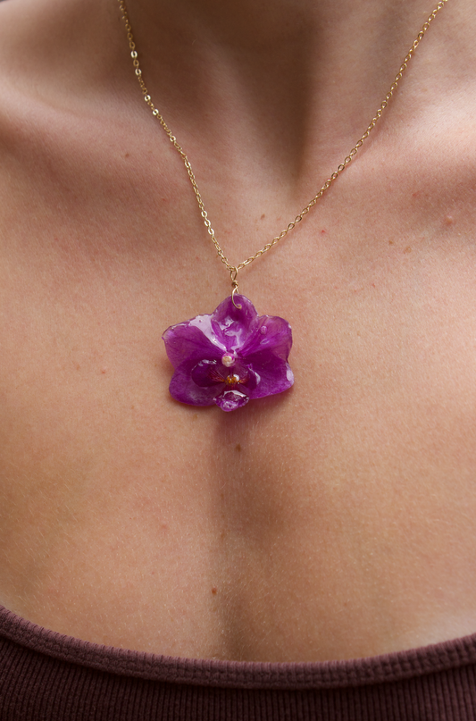 Pure Purple Super Mini Orchid Necklace