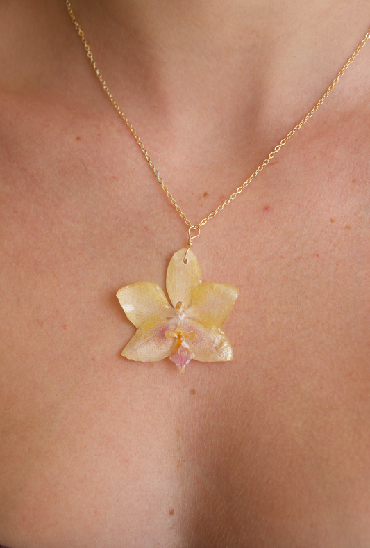 Yellow Small Orchid Necklace