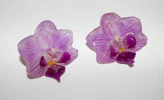 Bright Purple Veined Super Mini Orchid Studs