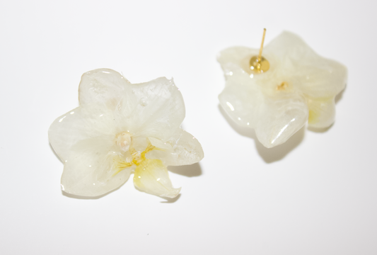 Pure White Small Orchid Studs