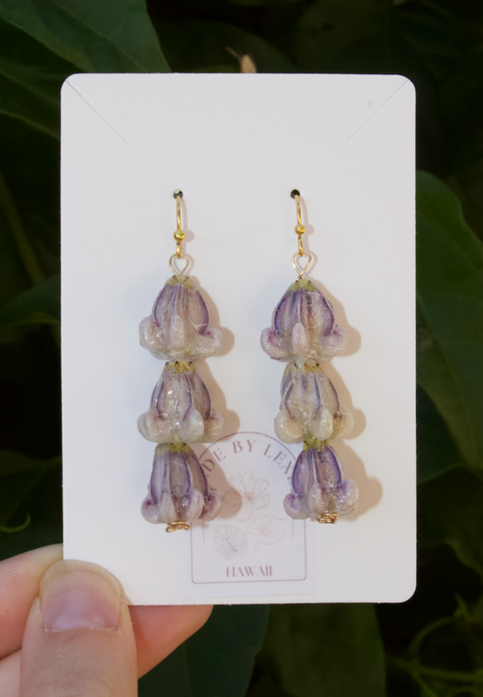 Purple Crown Flower Triple Dangles