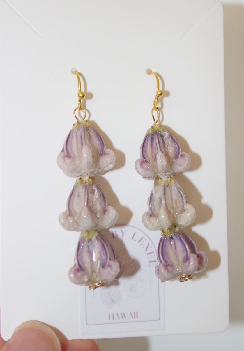 Purple Crown Flower Triple Dangles